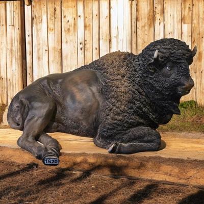 Resting Bison Miniature Statue Art