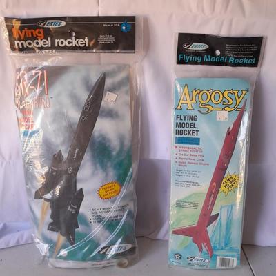Sealed in Package - Two Flying model Rockets - Argosy - SR-71 Blackbird -Estes brand made in USA