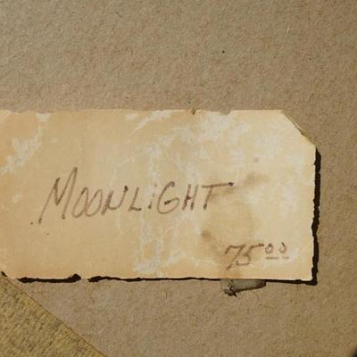 1966 ORIGINAL WATERCOLOR & INK ENTITLED"MOONLIGHT" /SIGNED , DATED MATTED AND FRAMED