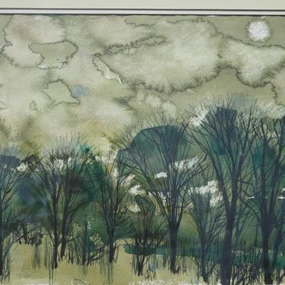 1966 ORIGINAL WATERCOLOR & INK ENTITLED"MOONLIGHT" /SIGNED , DATED MATTED AND FRAMED