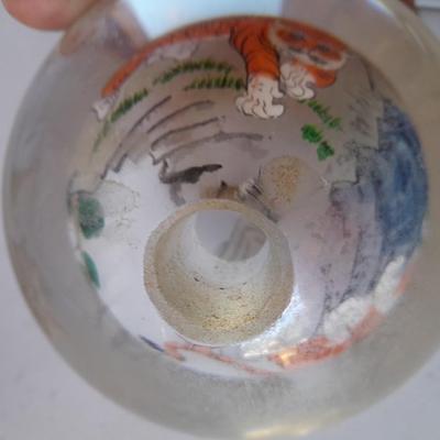 Tong Dynasty Collection reverse Hand Painted Vintage Crystal Art Tiger Globe - with bath salts and seashell