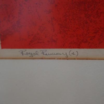 1960'S GOUCHE " FOUR RUMMYS" SIGNED BY BARBARA F. HUGHES /MATTED &FRAMED