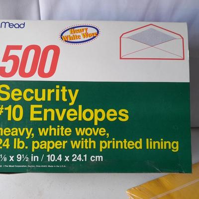 Office supplies - Nice small vintage Premier paper cutter - new envelopes - Partial box 500 Envelopes