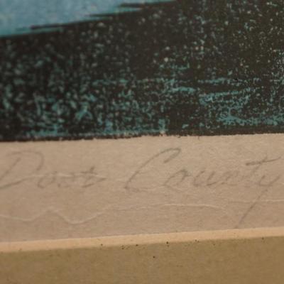 WOODBLOCK PRINT "DOOR COUNTY" SIGNED AND DATED SALLY CORBIN 1963