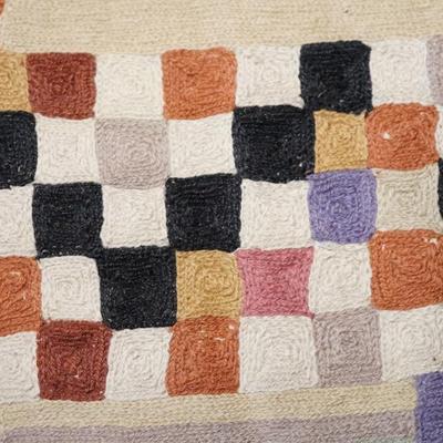 VINTAGE MCM FIBER /YARN COLORFUL GEOMETRIC WALL HANGING