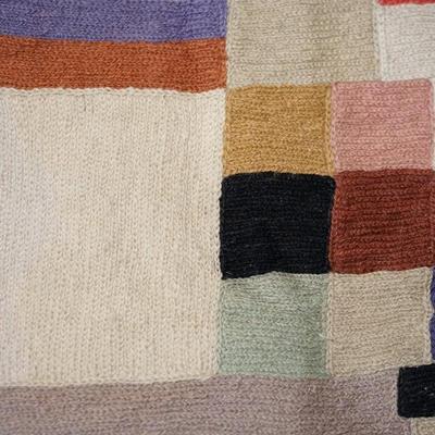 VINTAGE MCM FIBER /YARN COLORFUL GEOMETRIC WALL HANGING