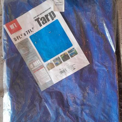 New tarp - new garden hand tools - Flower pot and new pocket hose