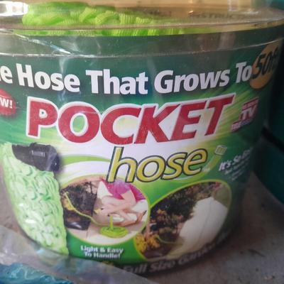 New tarp - new garden hand tools - Flower pot and new pocket hose