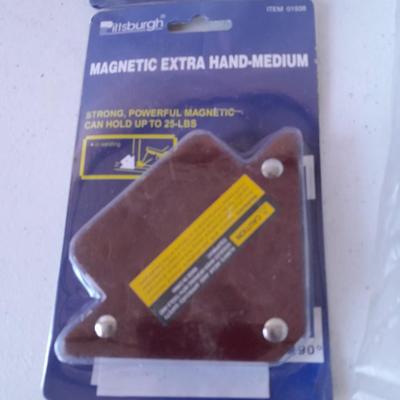 Package of 3 brand new cowhide leather welding gloves and two brand new magnetic extra hand's