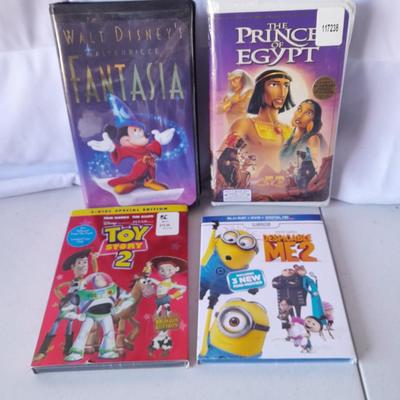 Children's DVD movies and two collectible VHS movies - Fantasia - Prince of Egypt = Toy story 2 - Despicable me 2