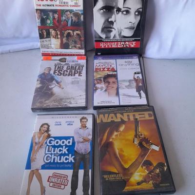 Six DVD Movies - Wanted - Good luck Chuck - The great escape - Conspiracy Theory and more