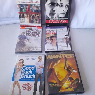 Six DVD Movies - Wanted - Good luck Chuck - The great escape - Conspiracy Theory and more