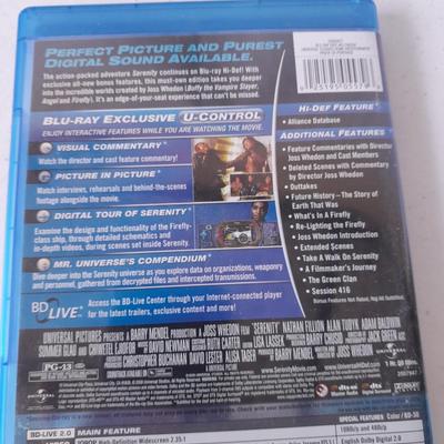 Three Blu ray dvd movies - Star Trek - Guardians of the Galaxy - and Serenity