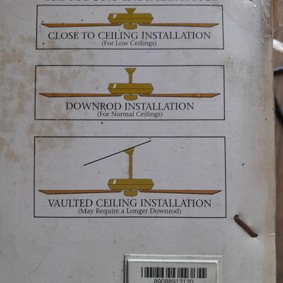 Hampton Bay Huntington II 52 Inch Ceiling fan New in Box - White polished brass - bleached oak Tri mount Install