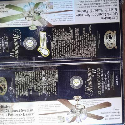 Hampton Bay Huntington II 52 Inch Ceiling fan New in Box - White polished brass - bleached oak Tri mount Install