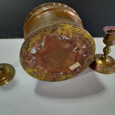 Copper mug with brass candle stick holders