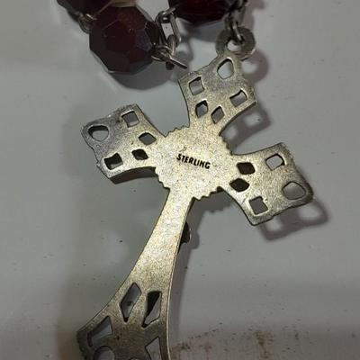 Three beaded rosaries - One is Sterling silver -
