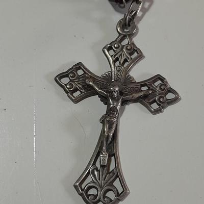Three beaded rosaries - One is Sterling silver -