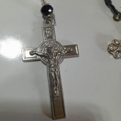 Three beaded rosaries - One is Sterling silver -
