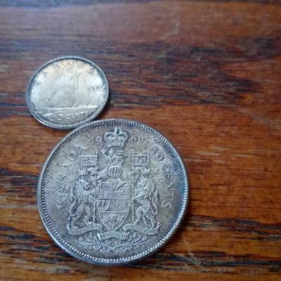 LOT 24 TWO CANADIAN SILVER COINS
