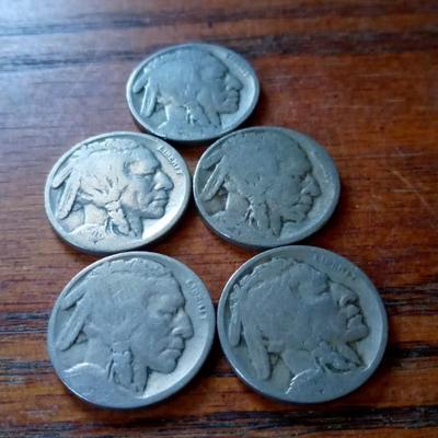 LOT 30 FIVE BUFFALO NICKELS