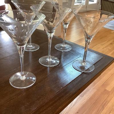 5 Martini glasses 8"H