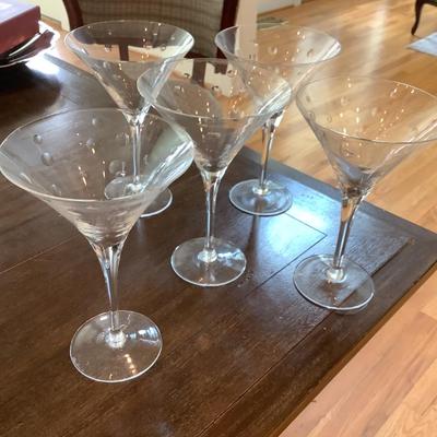 5 Martini glasses 8"H