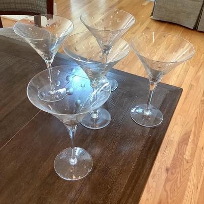 5 Martini glasses 8"H