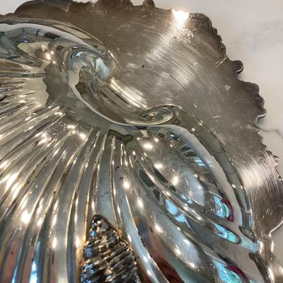B Rogers Silver plate with shell feet