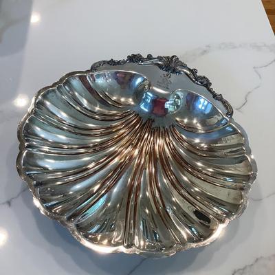 B Rogers Silver plate with shell feet
