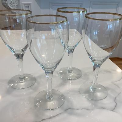 4-Gold rim stemware 7"H