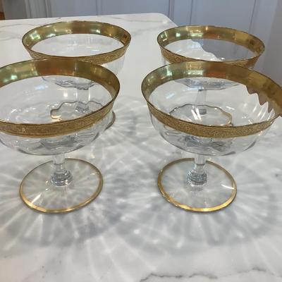 4- Sherbert stemware with gold rim 3.5"H