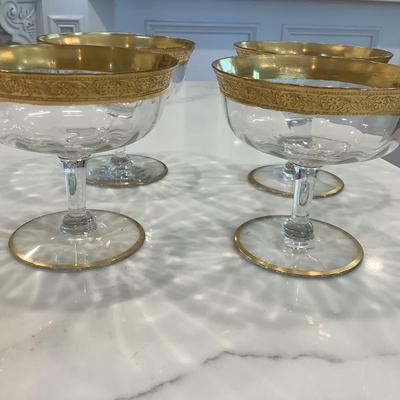 4- Sherbert stemware with gold rim 3.5"H