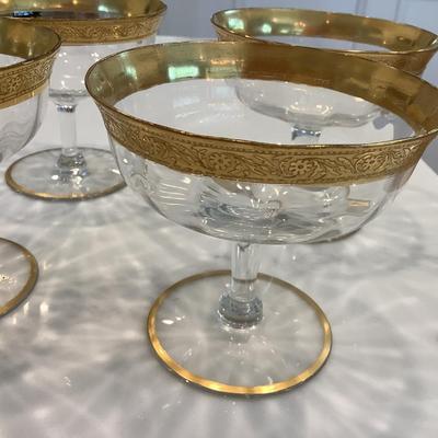 4- Sherbert stemware with gold rim 3.5"H