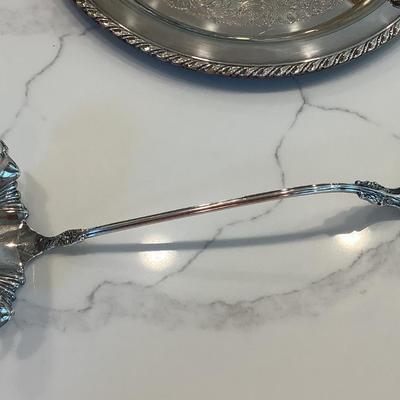 Oneida tray 15" diameter with ladles & serving spoon
