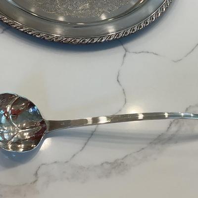 Oneida tray 15" diameter with ladles & serving spoon