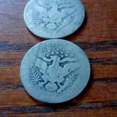 LOT 46 TWO EARLY BARBER HEAD SILVER QUARTERS