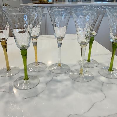 7- Colorful Stemware tall 11"H