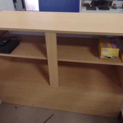 Retail Worktable or Display Cabinet with Guitar Themed Framed Art