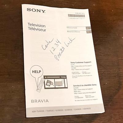 SONY ~ 65” Smart TV ~ *Photo shown has TV on Wall Mount