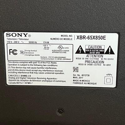 SONY ~ 65” Smart TV ~ *Photo shown has TV on Wall Mount