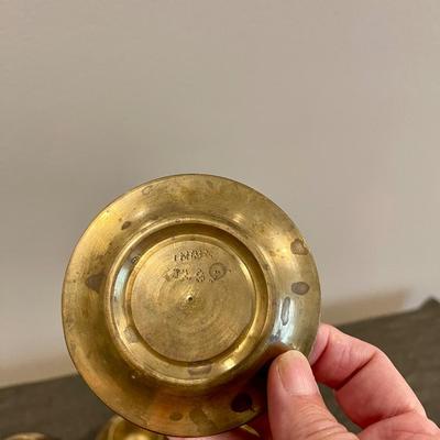 6 brass tea cups and saucers