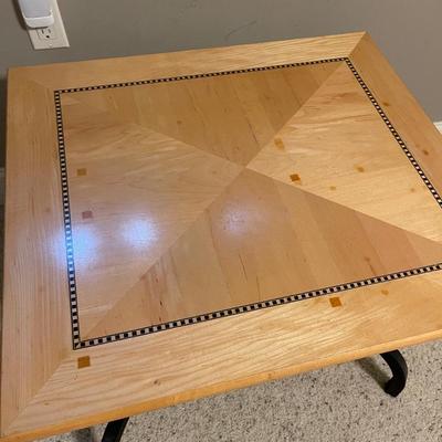 Oak table with pattern inlay