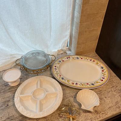 Platter and divided dish lot