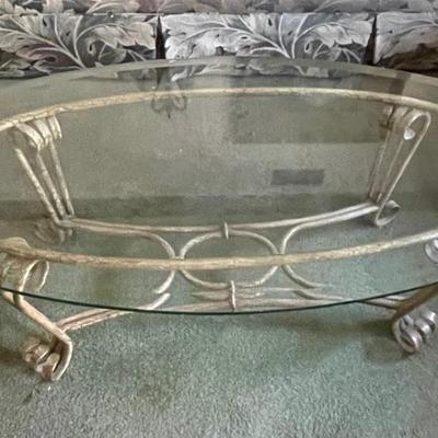 Glass Topped Oval Coffee table Metal frame & Legs