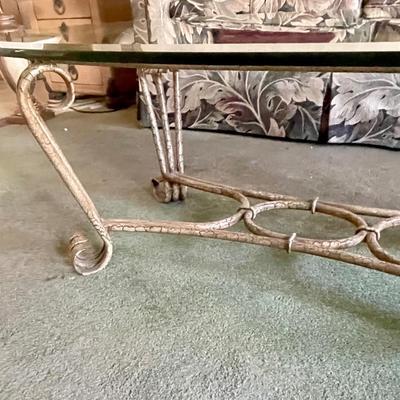 Glass Topped Oval Coffee table Metal frame & Legs