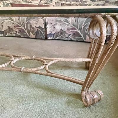 Glass Topped Oval Coffee table Metal frame & Legs