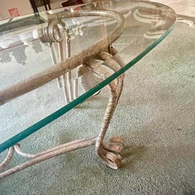 Glass Topped Oval Coffee table Metal frame & Legs