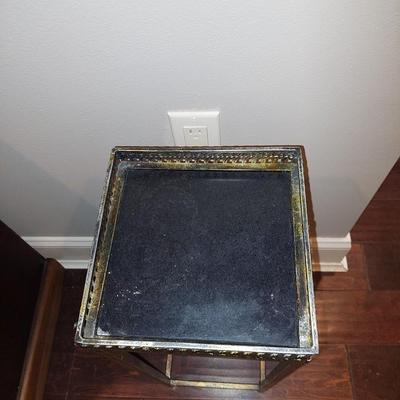 Metal and marble plant stand