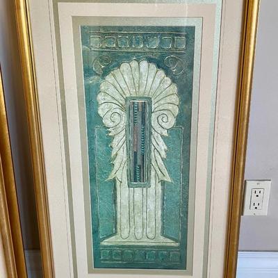 Pair of Matching Mid Century Medium Modernist Prints, framed
